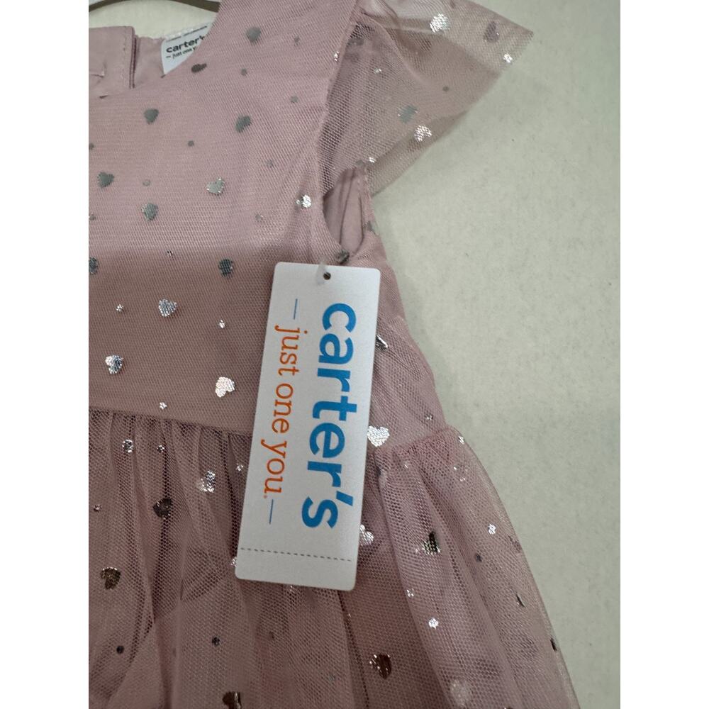 Carter's Just One You Baby Girls' 2pc Holiday Glittery Tulle Dress Pink 18M - Picture 2 of 3
